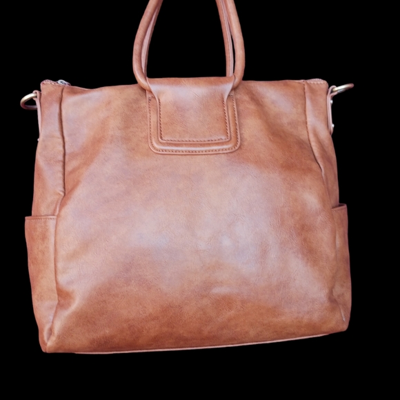 Women BROWN ANTIK KRAFT HANDBAG/CROSSBODY 13"x17" pre-love - Picture 2 of 10